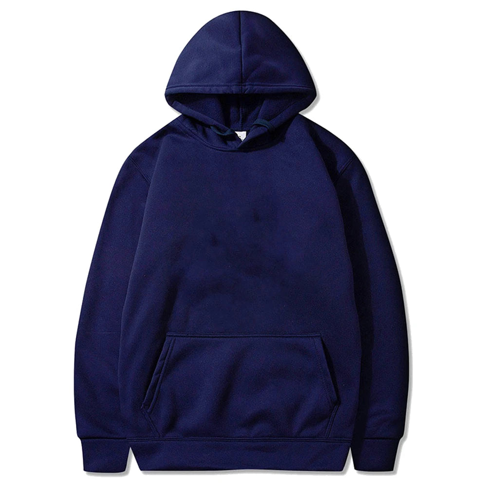 Solid Color Men's Fleece Hoodie – Casual Warm Pullover - 3KDyn
